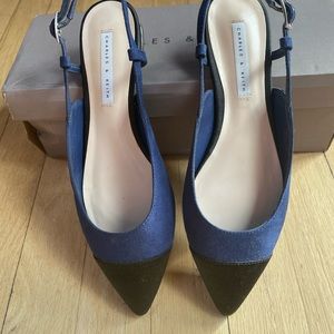 Charles and Keith navy and black flats